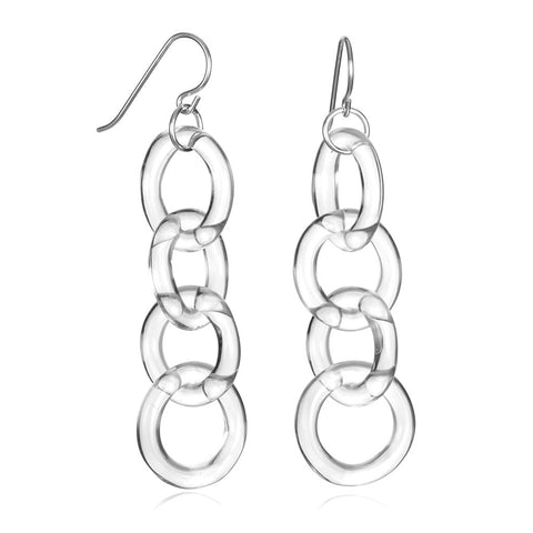 Roxann Astra Slate Circle Chain Earrings, Artistic, Designer, Artisan Jewelry