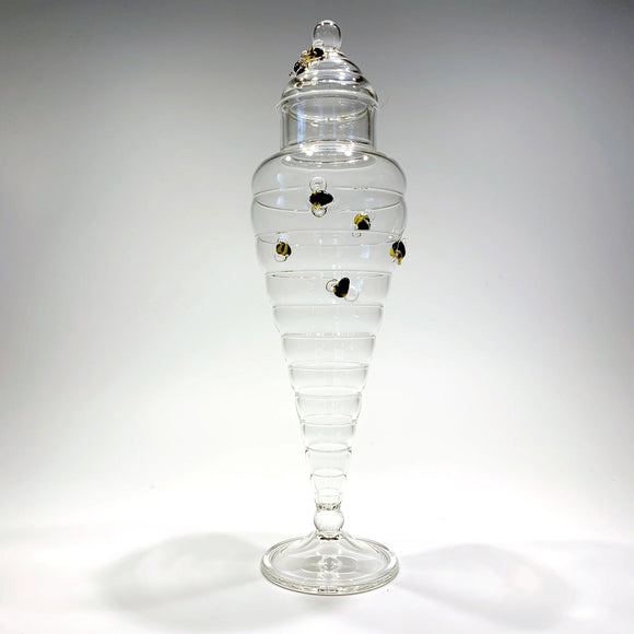 Sage Studios Glass Beehive Apothecary Jar Handmade Art Glass