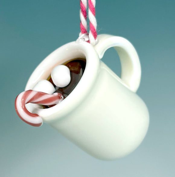 Sage Studios Glass Hot Cocoa Ornament Functional Art Glass