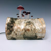 Sage Studios Glass Mushroom on Birch Log Night Light Lamp Mushroom Line Functional Art Glass Lighting