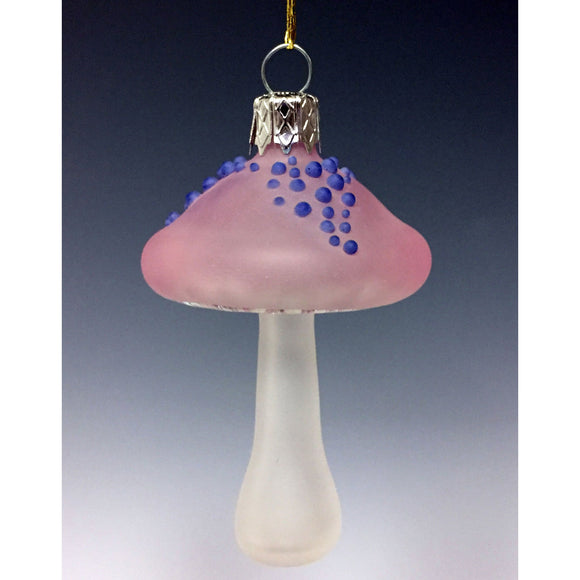 Sage Studios Glass Pink Mushroom Ornament Art Glass Ornaments