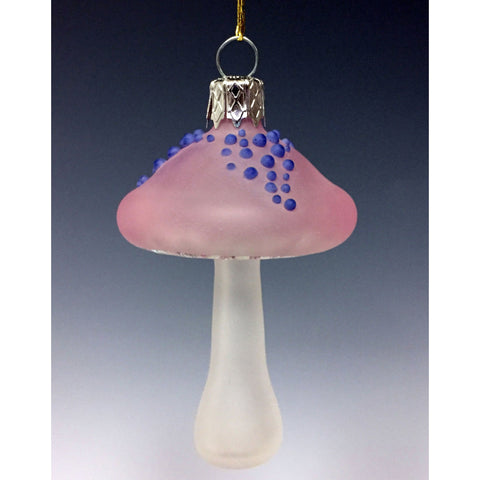 Sage Studios Glass Pink Mushroom Ornament Art Glass Ornaments