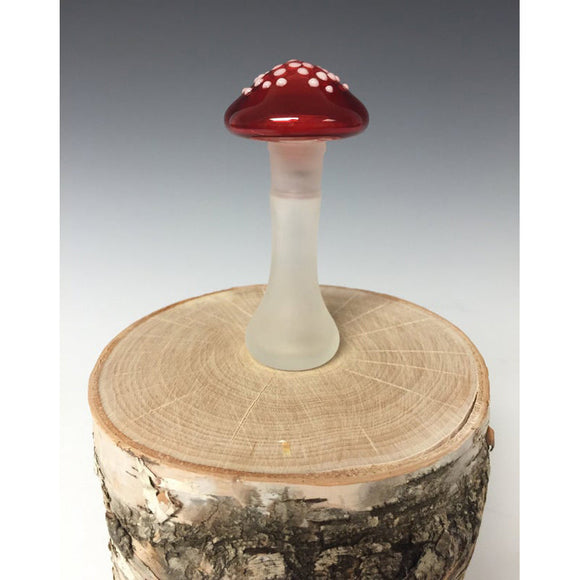 Sage Studios Glass  Cap Mushroom Perfume Bottle shown in Red Functional Art Glass Perfume Bottles