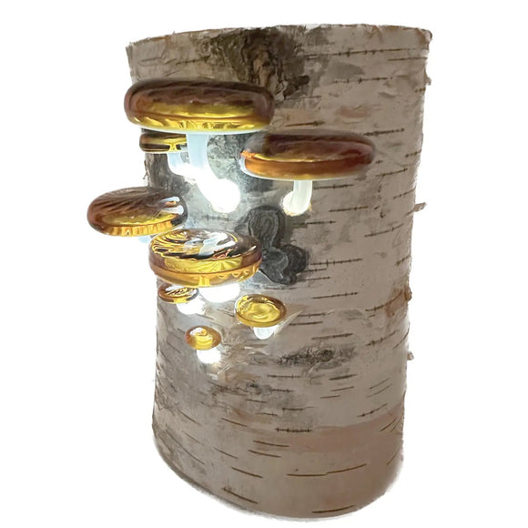 Sage Studios Glass Shelf Mushroom Log Lamp Hand-Blown Art Glass Lighting