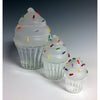 Sage Studios Glass Trio of Cupcakes Jars Sweets Line Functional Art Glass Covered Vessels