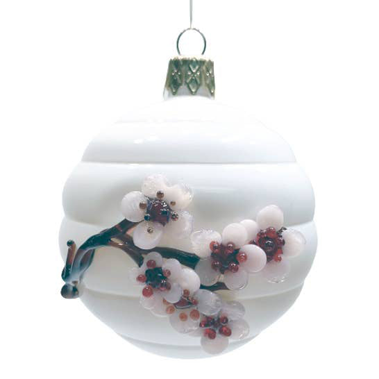 Sage Studios Glass Cherry Blossom Ornament. Functional Art Glass Ornaments
