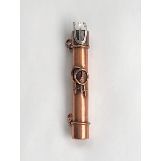 Sherri Cohen Design Diversity Female Mezuzah in Copper and Sterling Silver 3749 Artistic Artisan Designer Judaica