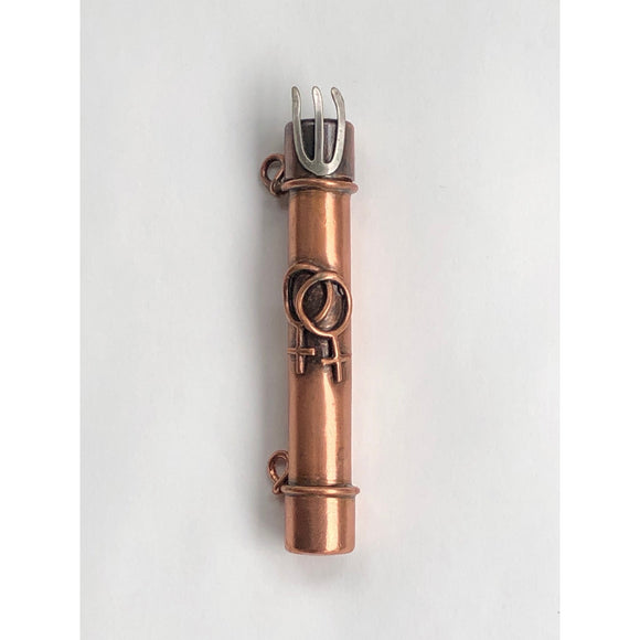 Sherri Cohen Design Diversity Female Mezuzah in Copper and Sterling Silver 3749 Artistic Artisan Designer Judaica