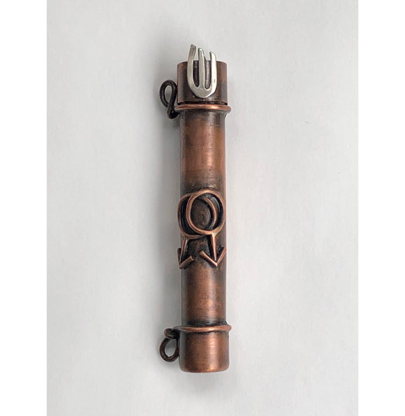 Sherri Cohen Design Diversity Male Mezuzah in Copper and Sterling Silver 3750 Artistic Artisan Designer Judaica