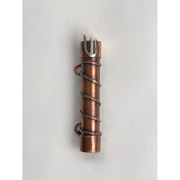 Sherri Cohen Design Spiral Patterned Mezuzah in Copper and Sterling Silver 3757 Artistic Artisan Designer Judaica