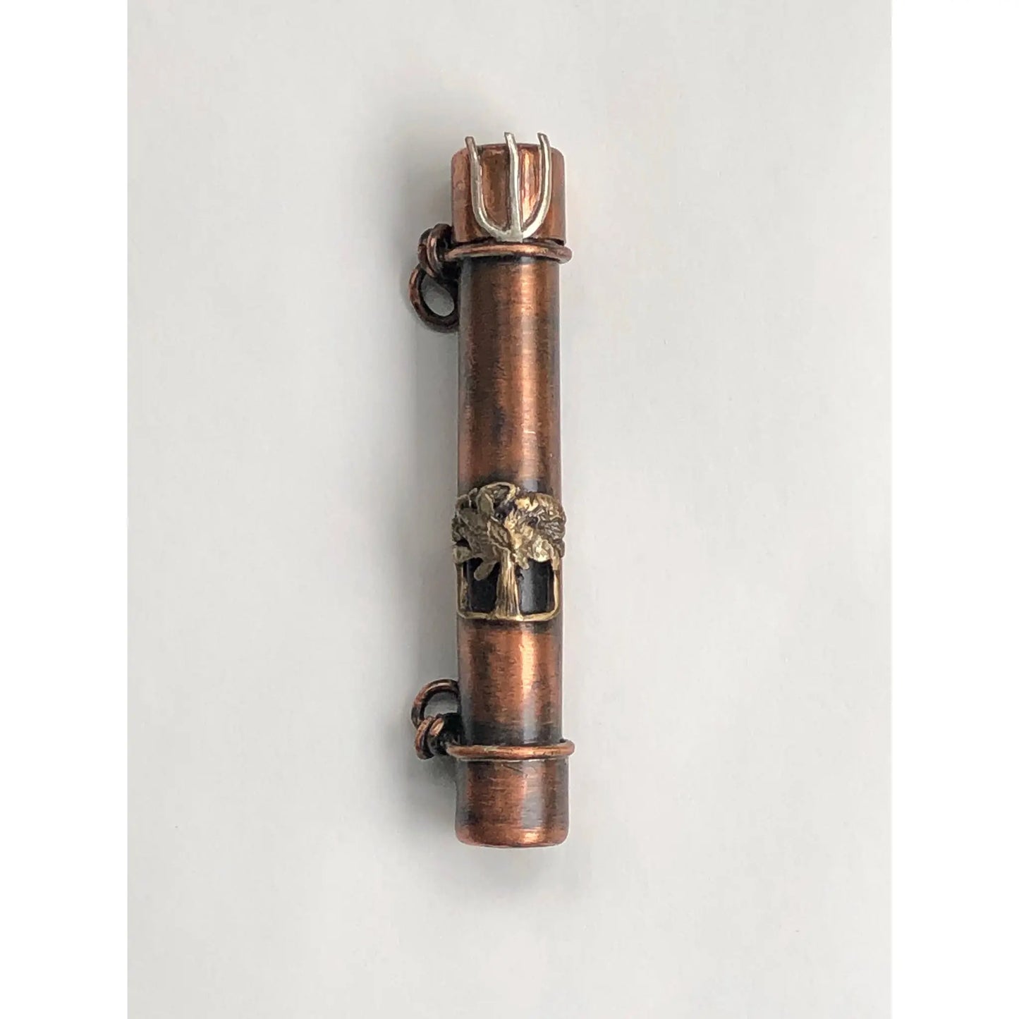 Sherri Cohen Design Tree of Life Mezuzah in Copper and Bronze Artistic Artisan Designer Judaica