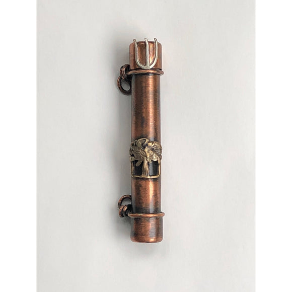 Sherri Cohen Design Tree of Life Mezuzah in Copper and Bronze Artistic Artisan Designer Judaica