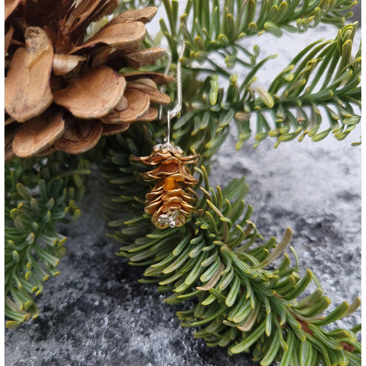 Silver Garden Designs Brass Pine Cone Pendant Necklace NB21 Artistic Artisan Designer Jewelry