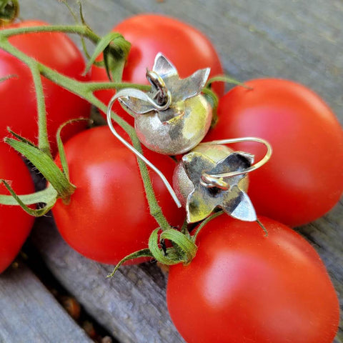 Silver Garden Designs Sterling Silver Cherry Tomato Earrings E23V Artistic Artisan Designer Jewelry