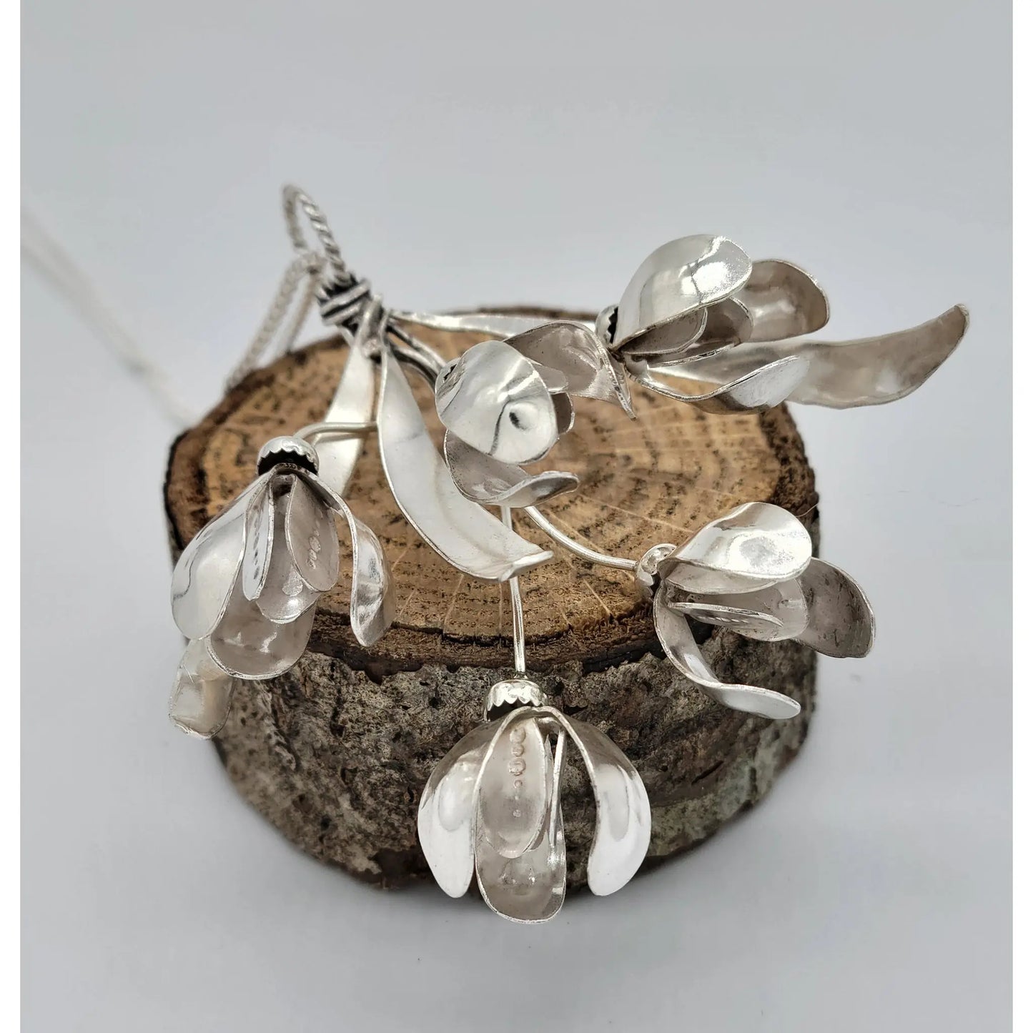 Silver Garden Designs Sterling Silver Snowdrops Five Flower Necklace N255S Artistic Artisan Designer Jewelry