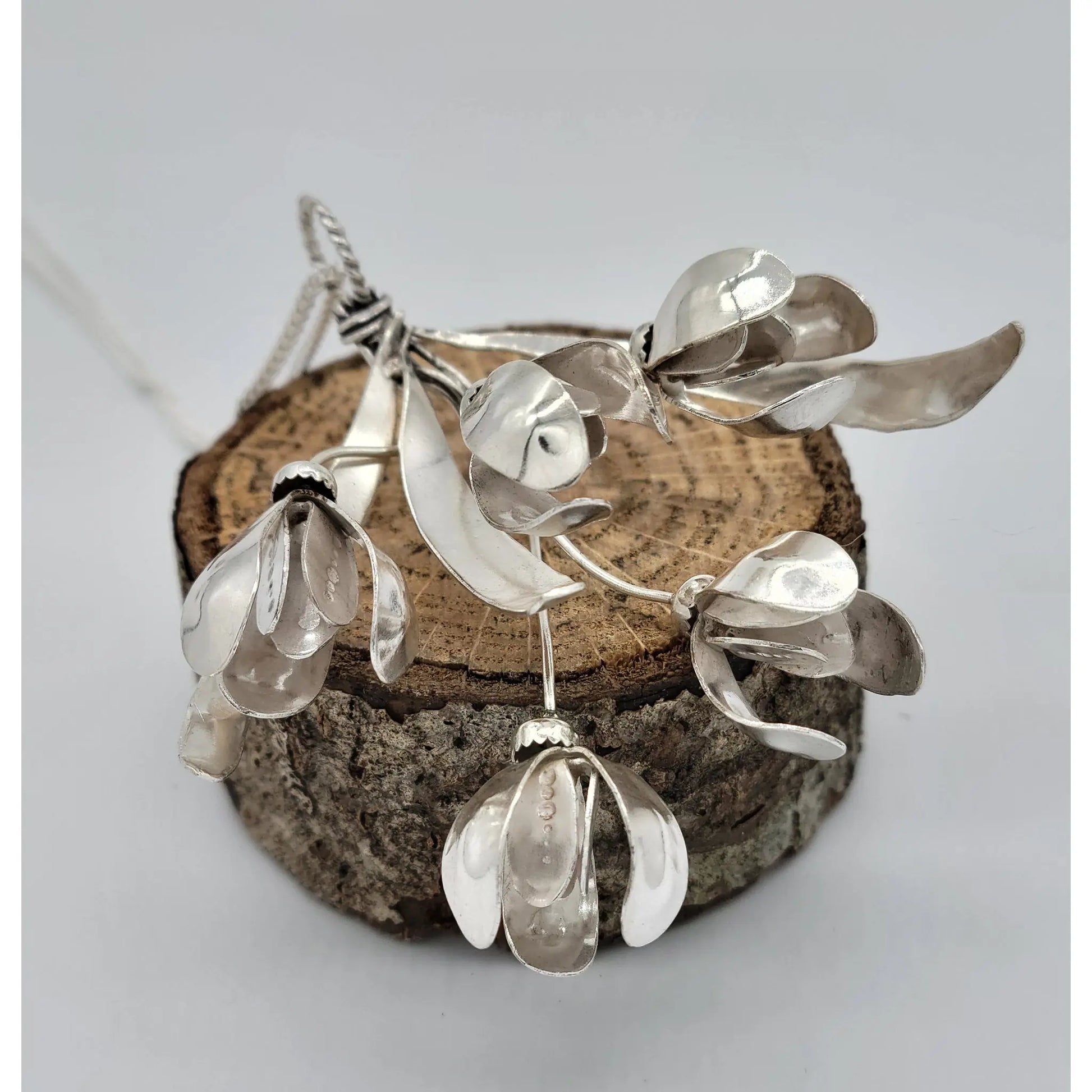 Silver Garden Designs Sterling Silver Snowdrops Five Flower Necklace N255S Artistic Artisan Designer Jewelry