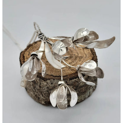 Silver Garden Designs Sterling Silver Snowdrops Five Flower Necklace N255S Artistic Artisan Designer Jewelry