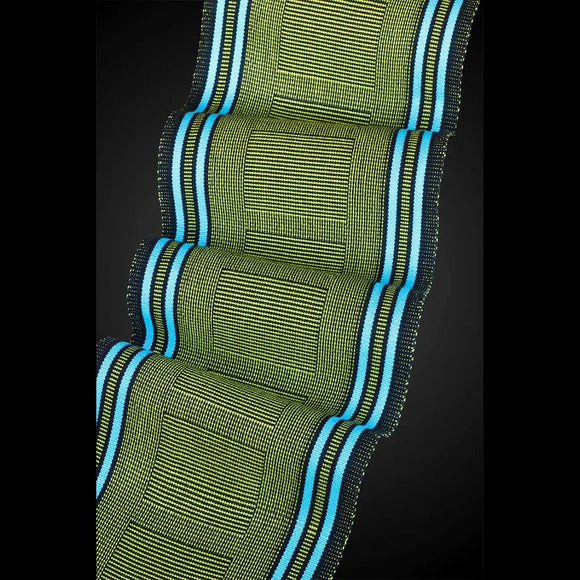 Beemer Scarf in Lime and Turquoise by Sosumi Weaving Pamela Whitlock Handwoven Bamboo Scarves