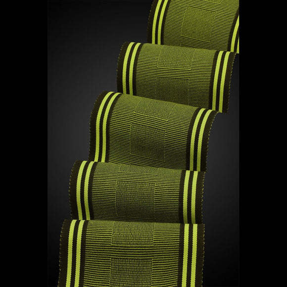 Beemer Scarf in Olive and Lime by Sosumi Weaving Pamela Whitlock Handwoven Bamboo Scarves