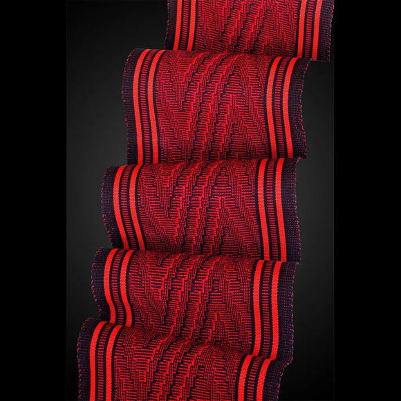 Deep V Scarf in Passion and Paprika by Sosumi Weaving Pamela Whitlock Handwoven Bamboo Scarves