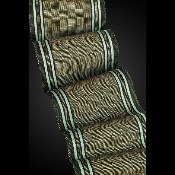 Terri Chex Scarf in Green Tea and Spruce by Sosumi Weaving Pamela Whitlock Handwoven Bamboo Scarves