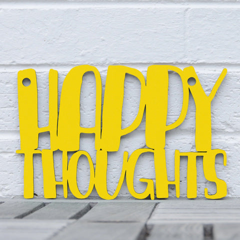 Spunky Fluff Wood Wall Art Sign Happy Thoughts Artistic Artisan Designer Signs