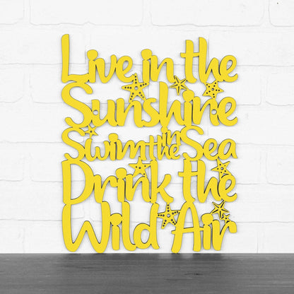 Spunky Fluff Wood Wall Art Sign Live in The Sunshine Swim in The Sea Artistic Artisan Designer Signs