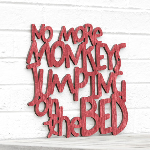 Spunky Fluff Wood Wall Art Sign No More Monkeys Jumping on The Bed Artistic Artisan Designer Signs
