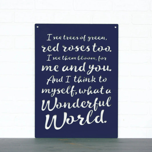Spunky Fluff Wood Wall Art Sign Wonderful World Artistic Artisan Designer Signs