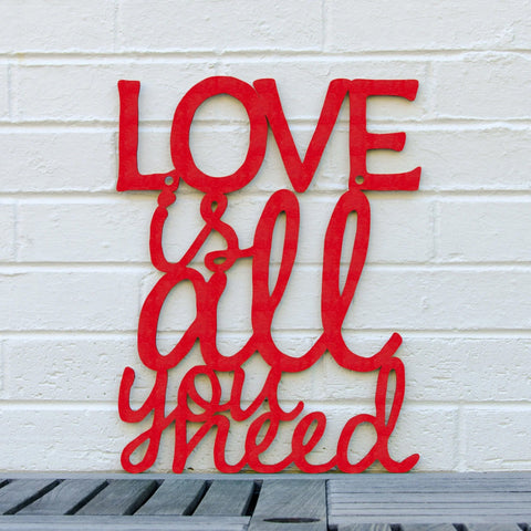Spunky Fluff Wood Wall Art Sign Love Is All You Need Artistic Artisan Designer Signs