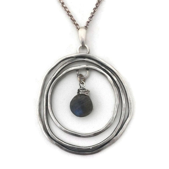 Sterling Silver with Concentric Circles and Gemstone N339 by Joanna Craft Jewelry Design Artistic Artisan Designer Jewelry