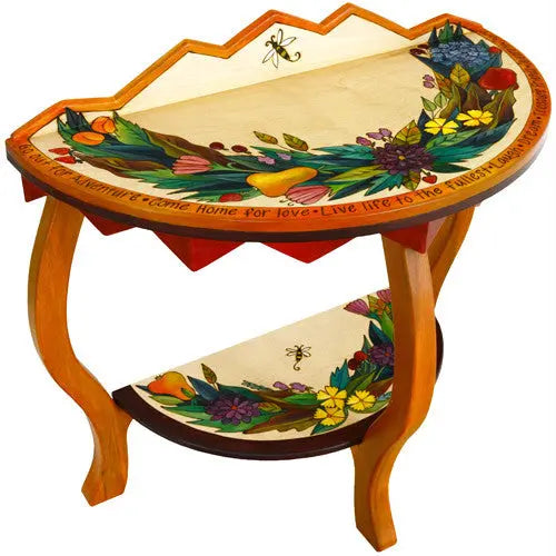 Sticks Accent Half Round Table HAL002 D73120 Top, Artistic Artisan Designer Tables