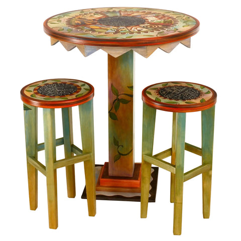 Sticks Bar Height Stool with Round Wooden Seat STL077-D74607, Artistic Artisan Designer Seating and Chairs