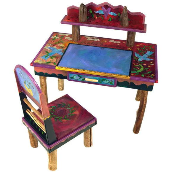 Sticks Desk and Chair with Log Legs, DSK003, CHR005-D01965, Artistic Artisan Designer Desks
