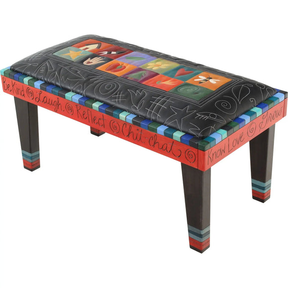 Sticks Leather Bench with Milled Legs, BEN006,BEN016-S317060, Artistic Artisan Designer Benches