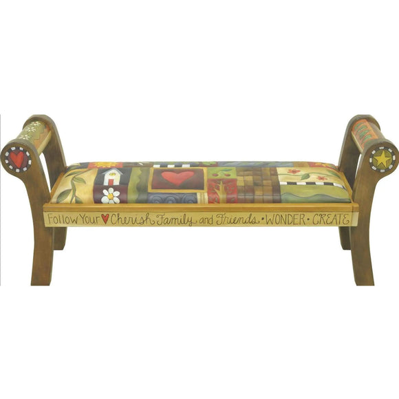 Sticks Leather Rolled Arm Bench BEN050 Artistic Artisan Designer Benches