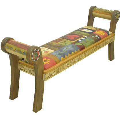 Leather Rolled Arm Bench  BEN050