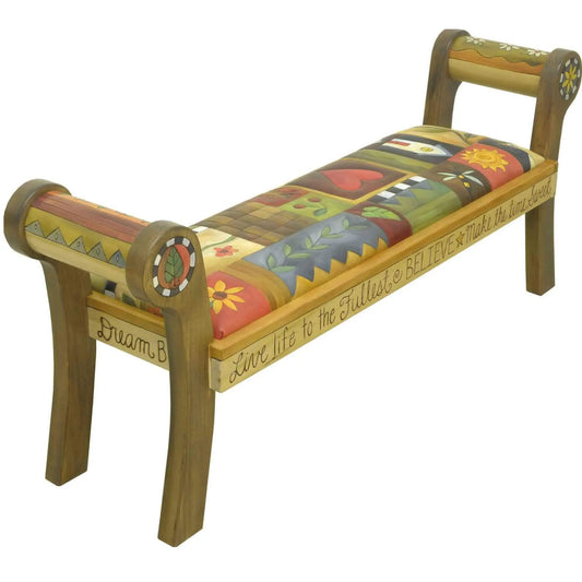 Leather Rolled Arm Bench  BEN050