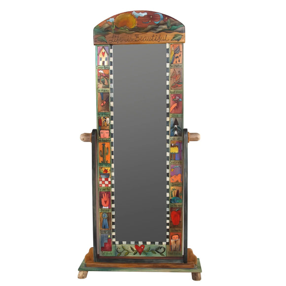 Sticks Round Top Wardrobe Mirror MIR058-S33072, Artistic Artisan Designer Mirrors