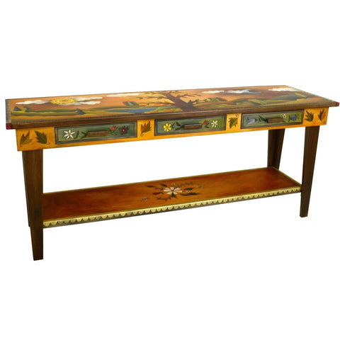 Sticks Sofa Table with Three Drawers 1 SFA024 Artistic Artisan Designer Sofa Tables