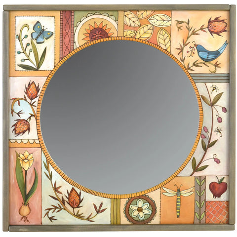 Sticks Square Framed Circular Mirror MIR038-D75197, Artistic Artisan Designer Mirrors