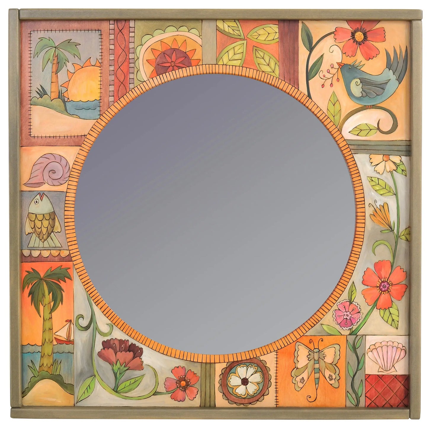 Square Framed Circular Mirror  MIR038-D75459