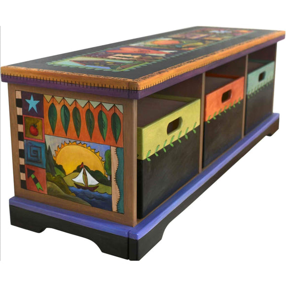 Sticks Storage Bench with Boxes BEN036 Artistic Artisan Designer Benches