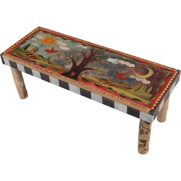 Sticks Wood Bench with Log Legs Ben001, BEN011-S314263, Artistic Artisan Designer Benches