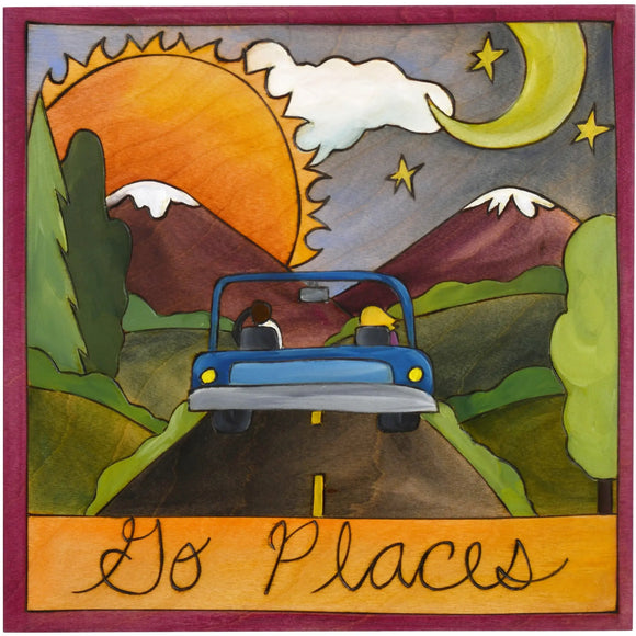 Sticks Plaque Go Places PLQ001-D700329, Artistic Artisan Designer Plaques Wall Art With Inspiration Words, Phrases, and Sayings