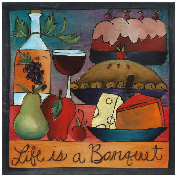 Sticks Plaque Life is a Banquet PLQ001-S311655, Artistic Artisan Designer Plaques Wall Art With Inspiration Words, Phrases, and Sayings