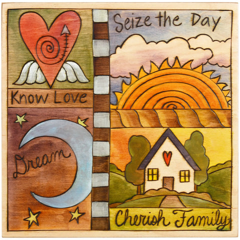Sticks Plaque Quilt Style PLQ001-D70326, Artistic Artisan Designer Plaques Wall Art With Inspiration Words, Phrases, and Sayings