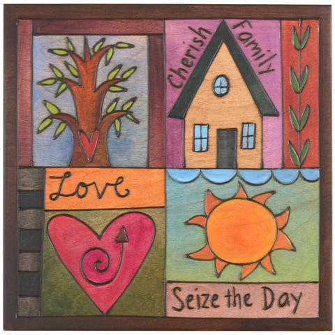 Sticks Plaque Quilt Style PLQ001-D75231, Artistic Artisan Designer Plaques Wall Art With Inspiration Words, Phrases, and Sayings