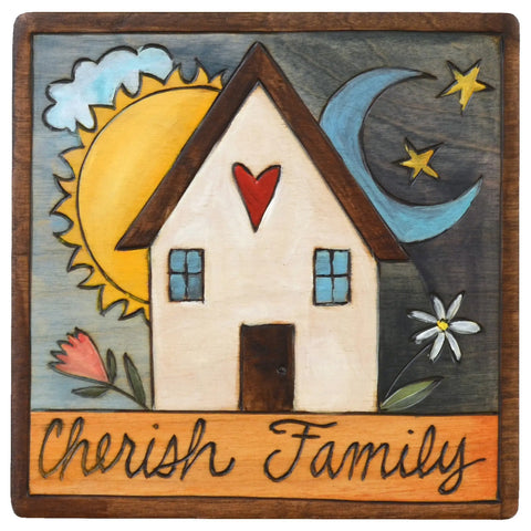 Sticks Plaque Cherish Family PLQ001-D73913, Artistic Artisan Designer Plaques Wall Art With Inspiration Words, Phrases, and Sayings