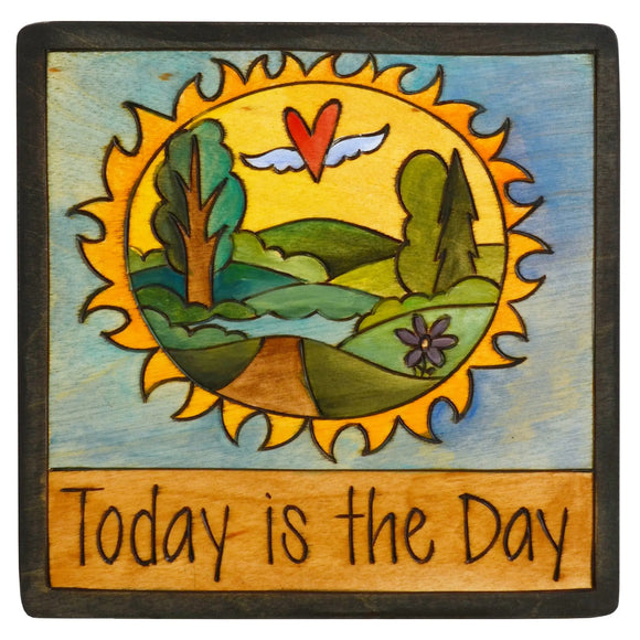 Sticks Plaque Today is the Day PLQ001-D700410, Artistic Artisan Designer Plaques Wall Art With Inspiration Words, Phrases, and Sayings